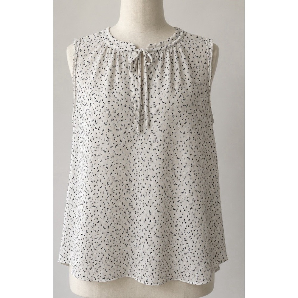 ANN TAYLOR LOFT Women's Sleeveless Airy Flowy White Black Top XLarge XL Shirt